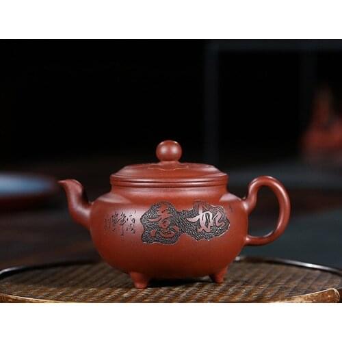Clay pot genuine celebrities hand-crafted original mine Purple mud Dabin as you wish pot Kungfu Teapot Tea Set Gifts