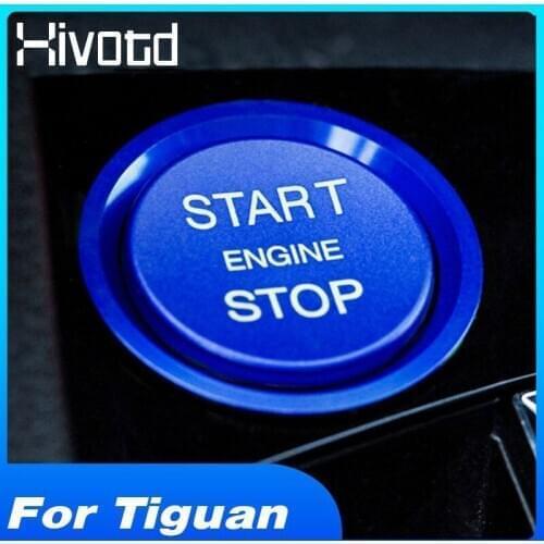 Hivotd For VW Tiguan MK2 Car Styling Engine Start Stop Button Ring Cover Interior Push Buttons Stickers Accessories 2020-2017