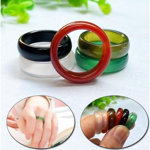 Natural Agates Stone Rings Exquisite Texture Transparent Agate Gem Individuality Unisex Ring Charm Jewelry Trendy Gift