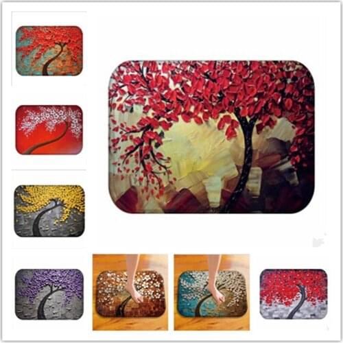 40*60cm Oil Painting Tree Pattern Printed Carpets For Kids Room Home Bedroom Decor Mat Bathroom Kitchen Non-slip Rug Tapete