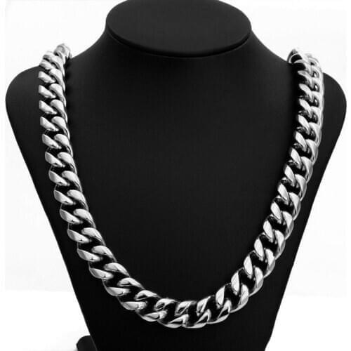 Tisnium 15mm Cuban Mens Necklace Heavy Stainless Steel Chain Miami Choker Best Gift Hip-hop Boys Jewelry Accessories Hot Sale