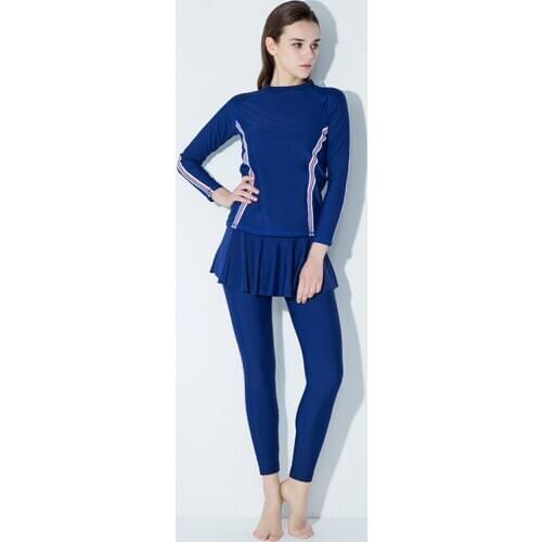 Hot Summer Girls Sport Long Sleeves Two Pieces Surfing Swimwear Women Swimsuit Snorkeling Solid Bathing Suit Lady Beach Wear