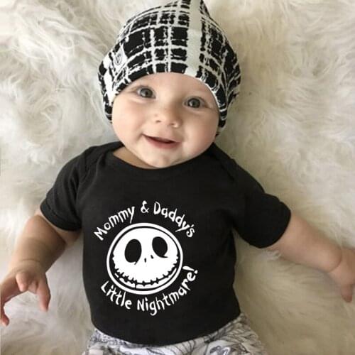 Summer Fashion Baby Halloween Printing One-piece Bodysuit Mommy and Daddys Little Nightmare Print Baby Jumpsuit Clothes Outfits