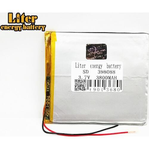 3.7v li po li-ion batteries 3.7V polymer lithium battery 398088 3800mAh Rechargeable Battery For Tablet PC DVD PDA MID iPad