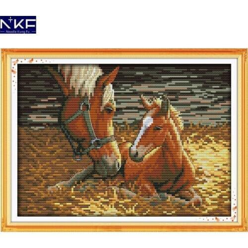 NKF Deep Love of Mother and Son Pattern Handmade Craft Needlework Cross Stitch Embroidery Kit Cross Stitch for Home Decor
