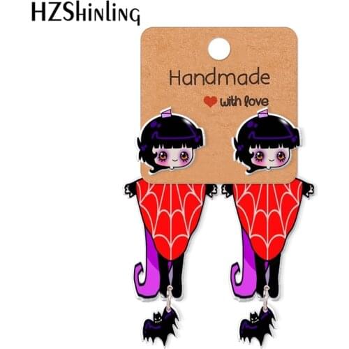 2021 New Beetlejuice Lydia Acrylic Stud Earring Halloween Epoxy Resin Jewelry Handmade Items Gifts Girl