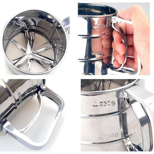 New High Quality Popular Baking Tool Steel Stainless Steel Flour Sifter Hand-held Household Single-deck Powder Sieve Mesh Shaker