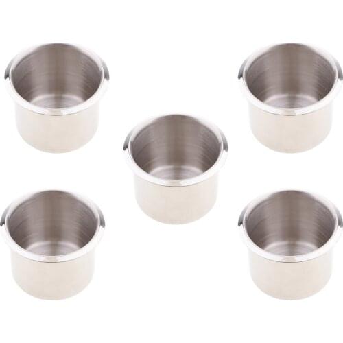 5x Stainless Steel Ashtray Cup Holder Car Truck Marine Boat Wine Poker Holder Rust Proof Recessed Cup Drink Holder