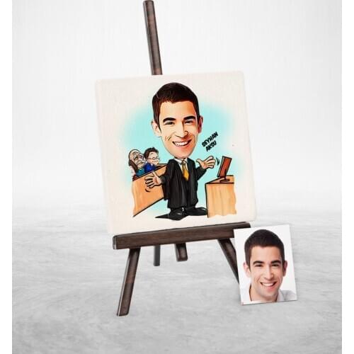 Personalized Attorney Cartoon Şovaleli Natural Stone-6