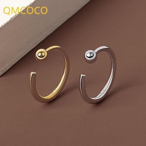 QMCOCO 925 Sterling Silver Smooth Rings For Women Interweave Jewelry Beautiful Finger Open Rings For Party Birthday Gift