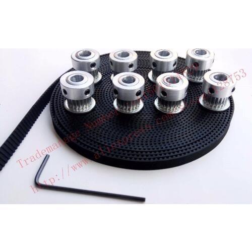 8 pieces 20 teeth GT2 Timing Pulley Bore 6.35mm + 5 Meters GT2 timing Belt Width 6mm 2GT timing belt pulley high quality factory