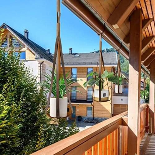 Plant Hook Flower Pot Sling Planting Bracket 4 Legs Durable Pu Leather Modern Easy Installation Home Gardening Hanging Basket