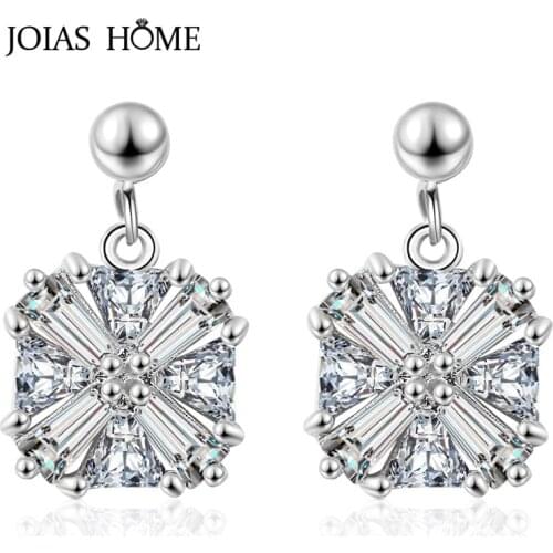 JoiasHome 925 sterling silver female earrings frosty round short square earrings with size 20mm * 12mm ladies party gift