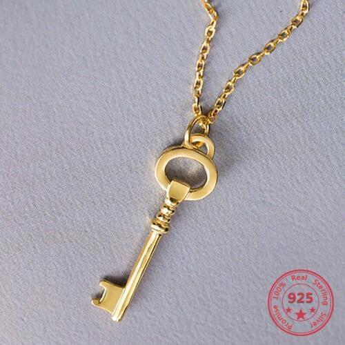 2019 New Fashion 925 Silver Trendy Creative Keys Pendant Choker Necklace Womens Jewelry Girlfriend Gift