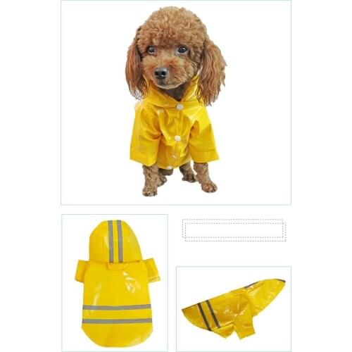 1 pc Outdoor Puppy Pet Rain Coat Hoody Waterproof Jackets PU Raincoat With Reflective Lines Safety Jacket Hot selling