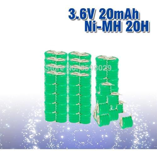 10-100pcs NEW 20mah 3.6v NI-MH Solar power button rechargeable battery charging battery batteries welding feet leg