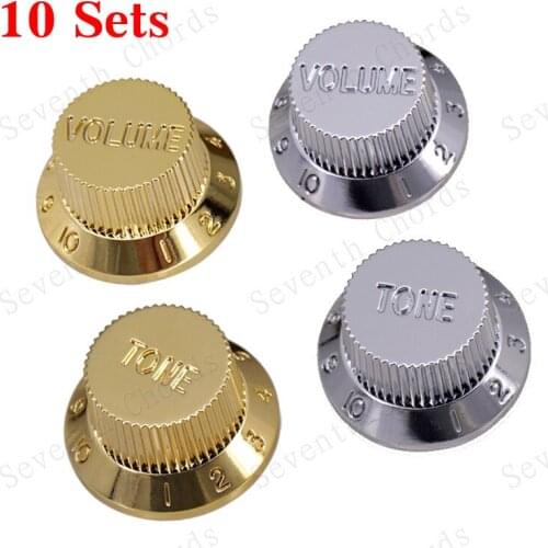 10 Set 40 Pcs (2 Volume + 2 Tone as A Set ) Speed Control Knobs Buttons Pot Cap for Electric Guitar Bass