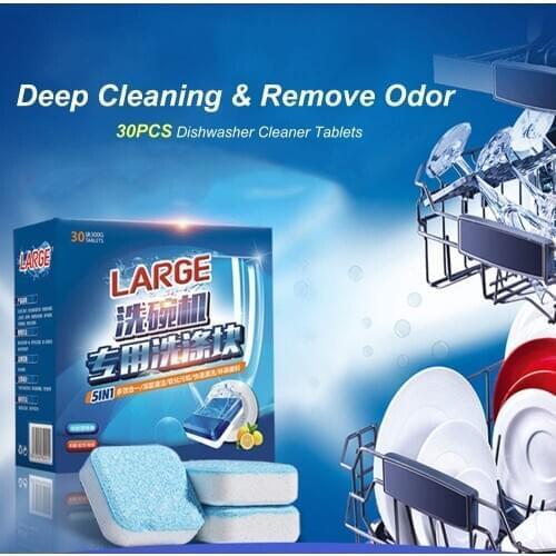 30pcs Automatic Dishwasher Detergent Dishwashing Tablets Dish Tabs Deep Clean Remover Dish Washer Cleaner Keep Dishwasher Fresh
