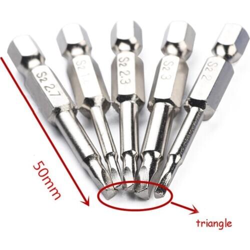 5pcs/set Screwdriver Triangle Shape Bits S2 Steel Magnetic Power Tool Parts Electric Screwdriver Bit Kit 1.8, 2.0, 2.3, 2.7, 3.0