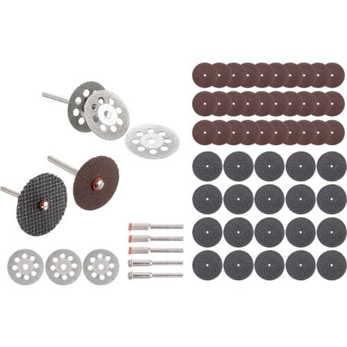 60Pcs/set Diamond Cutting Disc For Grinder Rotary Tool Circular Saw Blade Wheel Cutting Sanding with 5Pcs Mandrel Accessories