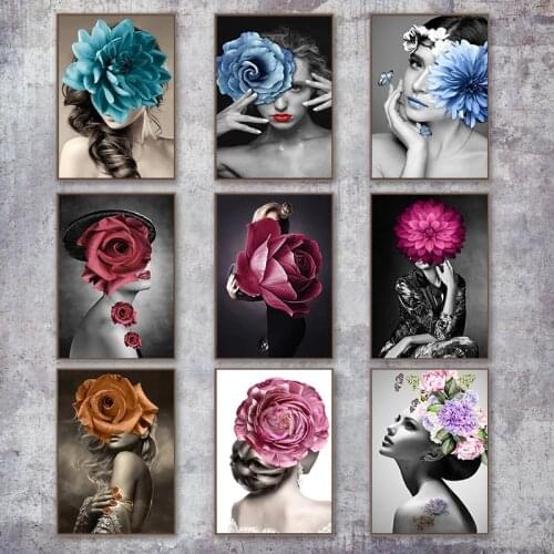 Abstract Painting By Number Beautiful Flower Women Modern DIY Picture For Living Room Home Decor Oil Painting Girl Art