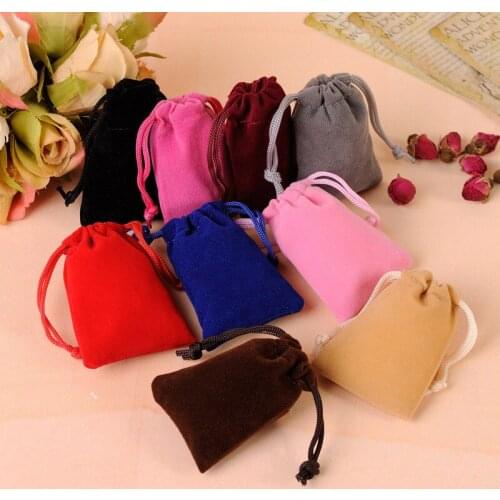 100Pcs/Lot 5x7cm Jewelry Packing Velvet Bag Velvet Drawstring Bag & Pouches Jewelry/Candy Bags Dropshipping