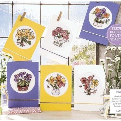 CD381 Cross Stitch Kit Package Greeting Cards Needlework Counted Cross-Stitching Kits Christmas Mothers Fathers Day Birthday