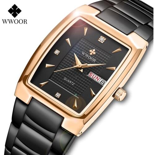 WWOOR 2021 Women Watches Top Brand Luxury Diamond Ladies Dress Quartz Clock Female Square Waterproof Wristwatch Gift Reloj Mujer