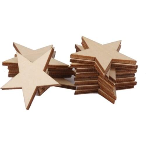 Star Shape Wooden Embellishments for Crafts 50mm Pack of 25pcs 7NK162
