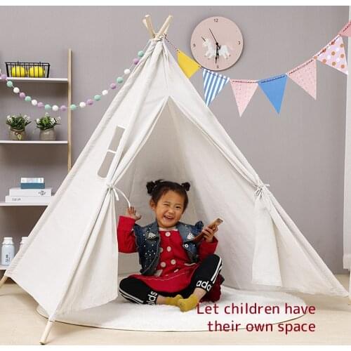 Baby Tents Portable Foldable Game Teepee Cartoon Cute Indian Childrens Tent Outdoor Kids Play House Canvas Cotton Triangle Tipi