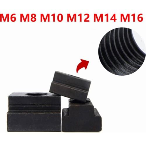 M6 M8 M10 M12 M14 M16 Black Oxide Finish Grade 8.8 Carbon Steel T-Slot Nut Tapped Through Slot T-nuts Furniture