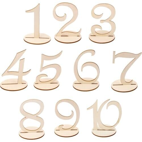 MDF Wooden 10cm Table Numbers 1-10 with Base Wedding Birthday Party