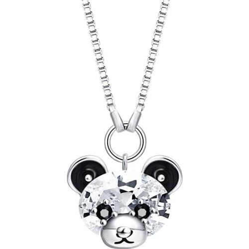 Cute Panda Pendant Women Necklace 925 Sterling Silver Fine Jewelry Student Girls Lover Party Birhtday Gifts