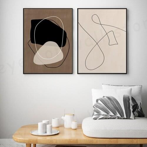 Minimalist Art Living Room Line and Geometry Stone Style Decoration Oil Painting Nordic Canvas Painting Decor