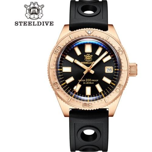 STEELDIVE 1962S Germany CuSn8 Bronze Mechanical Watch Men Automatic Bronze Dive Watch 300m Sapphire NH35 Automatic Watches Men