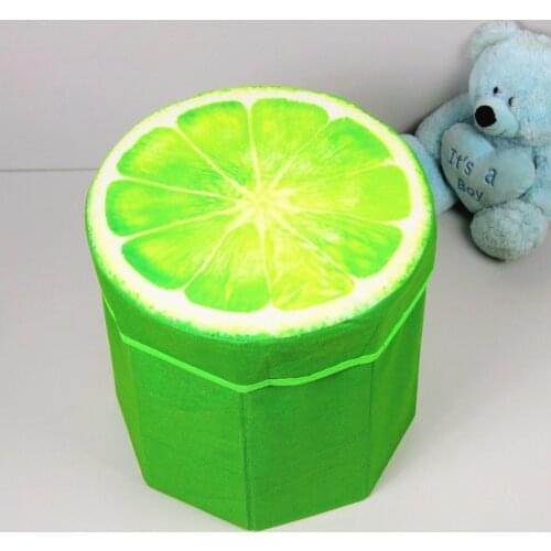 1pcs Finishing Box Storage Box Stool thickening Cotton Cover Cartoon Plush fruit inflatable Pouf Chair Pneumatic Stools Portable