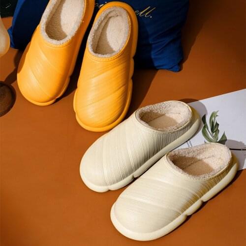 Xiaomi 2021 New Waterproof Non-Slip Home Women Slippers Winter/Autumn Warm Indoor Cotton Men Couples Shoes Plush Velvet Warm