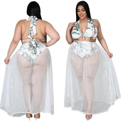 Sexy Plus Size Dresses Women Summer Holiday Wholesale Items Beach Style Mesh Patchwork Print Full Length Maxi Dress Dropshipping