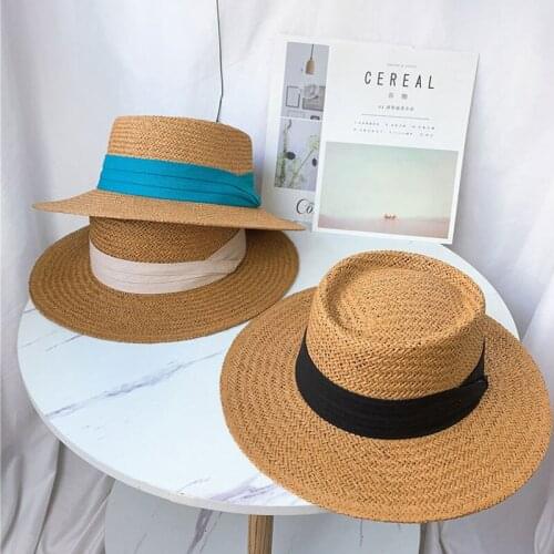 Handmade Straw Beach Hat Women Summer Holiday Panama Cap Fashion Concave Flat Sun Protection Visor Hats Quality Bonnet Enfant