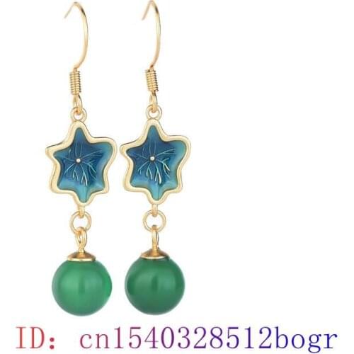 Green Jade Bead Earrings Chalcedony Jewelry Gemstone Crystal Zircon Natural 925 Silver Amulet Women Gifts Fashion