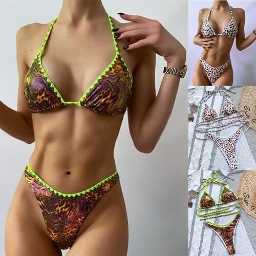 Sexy Printed Halter Bikini Women Swimwear Female Swimsuit 2-Pieces Bikini Set Bathing Suit Swim