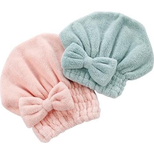 Thicken Cartoon Microfiber Hair Quickly Dry Hair Hat Wrapped Towel Bowknot Bathing Cap for Bath Saunas Spa Hair Cover