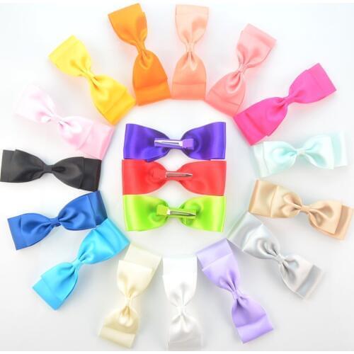 20 PCS/lot , 4.7 inch Satin Bow Hair Clip , 18 colors you can choose