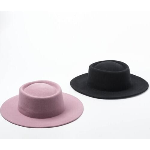 01907-HH8124 British Style winter wool Ribbondifferent colours fedoras cap men women wool hat