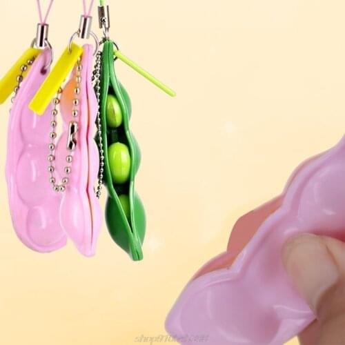 1PC Pea Pod Key Chain Squeeze Fidget Educational Mini Novelty Toy with Squeeze Mini Bean Toy Stretch Pea Shell JE17 21 Dropship