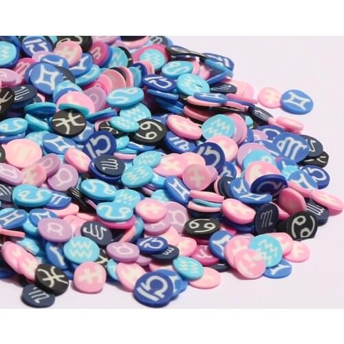 1000pcs Blue Signs Zodiac Resin Polymer Clay Slices for DIY Crafts klei For Nail Art Accessories Handmade Mold Slime Fill Supply
