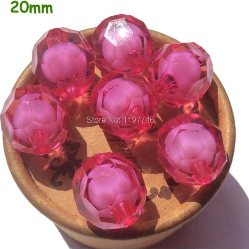 Acrylic Beads Round Faceted Transparent Hot Pink Blue Green Yellow Orange Clear Beads In Beads For Kids Jewelry DIY 20mm 110pcs