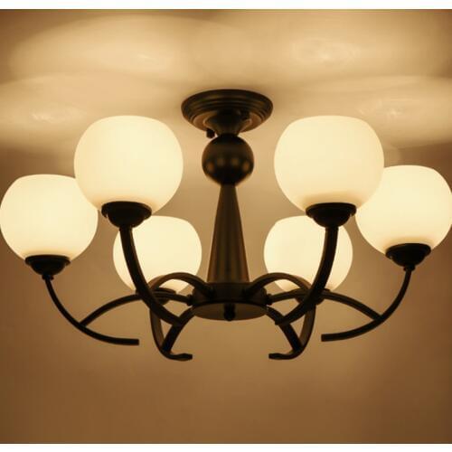 6 Lights Modern Retro Glass Ball Lampshade Cafe Bar Restaurant Home Ceiling Light European E27 Suspension Lamp Fixtures CL250-6