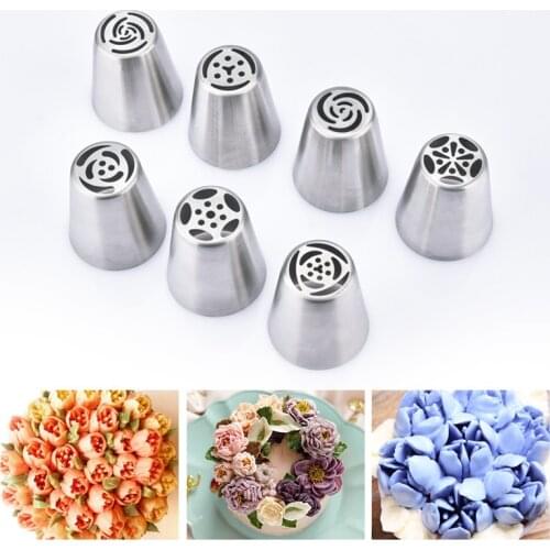 7PCS/Set Stainless Steel Russian Tulip Icing Piping Cake Nozzles Cream Pastry Decorating Tips Set Cake Cupcake Confeitaria