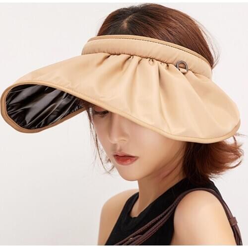 80% HOT SALES !!! Summer Women Anti-UV Foldable Sun Visor Cap Wide Brim Topless Outdoor Sport Hat